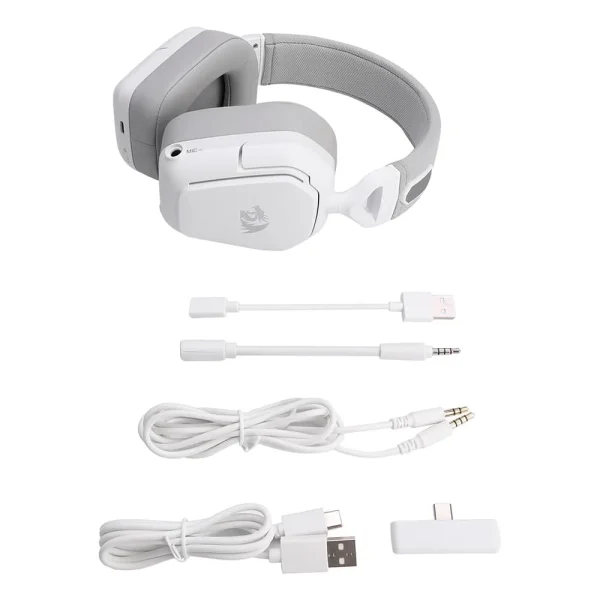 Wireless Gaming Headset, Redragon Mira 7.1, RGB, Bluetooth, 2.4ghz, P3, White - H868W - Image 9